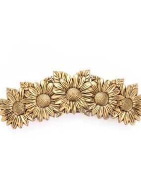 Gold Sunflower Floral Hair Barrette - Women Accessories